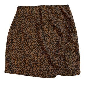 Urban Outfitters Mini Skirt Leopard Print Soft Knit Rouched Size XS Rock A Billy